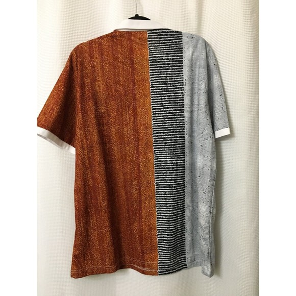 Men's 1/4 Zip Front Knit Shirt Size XL Black White Rust Gray Color Block - Picture 2 of 5